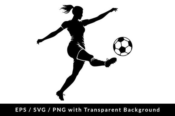 Female Soccer Player Silhouette Graphics for Product Illustrations