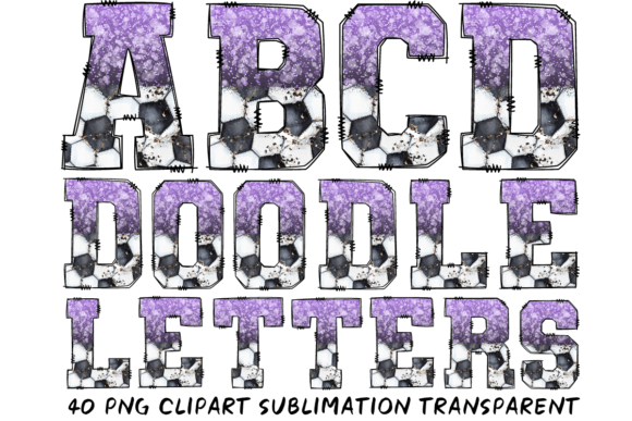 Purple Glitter Soccer Alphabet: Graphics & Illustrations