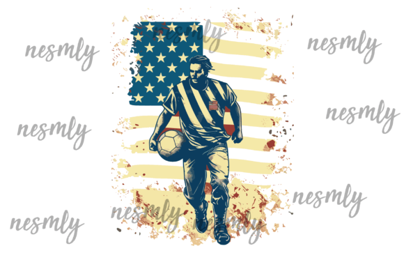 Soccer Player Flag Graphics for Patriotic Crafting