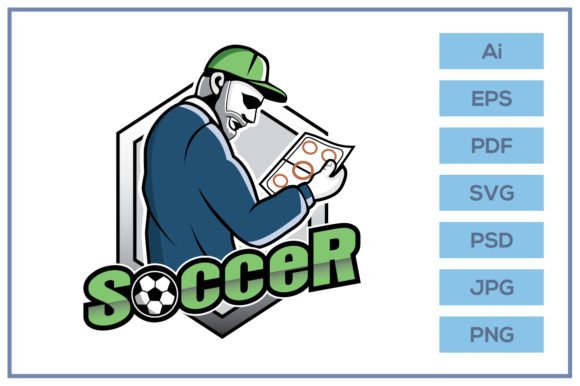 Soccer Team Logo with Manager Character Graphics